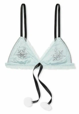VICTORIAS SECRET DREAM ANGELS CRYSTAL SNOWFLAKE POM POM TRIANGLE BRALETTE NWT - Image 1 of 4