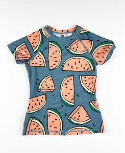 Tea Collection Girl's Short Sleeve Watermelon Print Swim Rash Guard Top Sz 14 - Picture 1 of 2