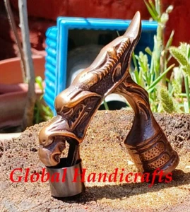 Nautisch Antik Kupferoberfläche Trendy Look Drachen Gehstock Griff - Bild 1 von 8