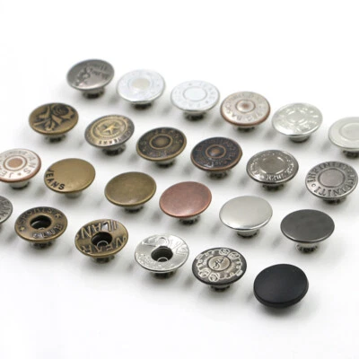 10Pcs 17mm Replacement Hammer On Buttons With Tack Alloy Studs Denim Jeans Coat - Image 1 of 3