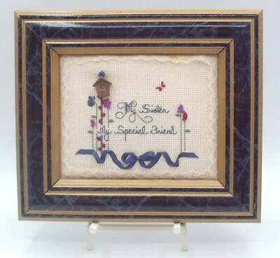 Finished & Framed Embroidery 'My Sister My Special Friend' Cottagecore - Image 1 of 4