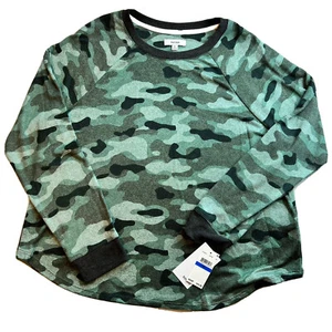 Kensie Women's Green Camo Print Crew Neck Pullover Sweater Size XL - Picture 1 of 7