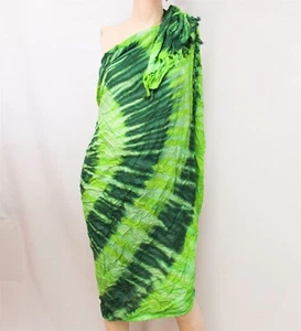 "Vestido envolvente de playa Pareo Sarong Tie Dye 64x46" 100 % algodón verde - Imagen 1 de 6