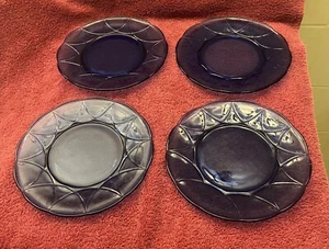 (4) 1930's Hazel Atlas Cobalt Blue Newport Hairpin 8 1/2" Plates - Picture 1 of 2