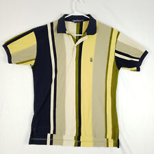 Nautica Polo Shirt Mens Medium Short Sleeve Logo Yellow Gray White Navy