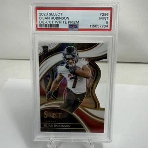 2023 Panini Select Bijan Robinson Die Cut White Prizm /199 PSA 9 - Foto 1 di 3
