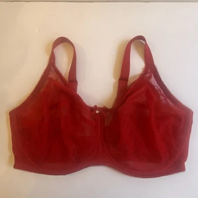 Sujetador Wacoal Retro Chic 40DDD Rojo Figura Completa 855186 Transparente Con Aros Sin Forro Foto 1 de 4