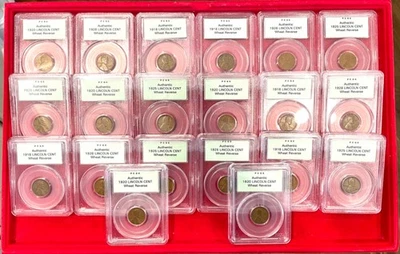 Lot of 20x Mixed Date 1C Lincoln Wheat Cent PCGS Authentic Sample Slabs PCGS BOX - Image 1 of 4