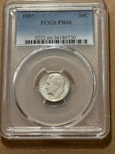 1957 Proof Roosevelt Dime PCGS PR66 - Picture 1 of 2