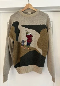 Men’s Vtg Angelo Litrico Pullover Sweater with Scottish Golfer Appliqué Size M - Picture 1 of 5