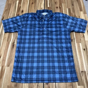 Collars & Co Polo Shirt Mens L Blue Plaid Check Performance Collard Business - Picture 1 of 6