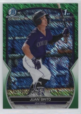 2023 Bowman Chrome Prospects Green Shimmer Refractor /99 Juan Brito #BCP-77 - Image 1 of 2