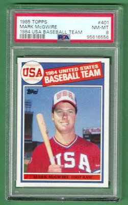 Tarjeta de béisbol Mark McGwire novato 1985 Topps 1984 equipo de Estados Unidos #401 PSA 8 casi nueva-como nueva radiocontrol Foto 1 de 2