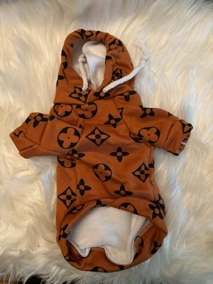 Fashion Hoodie Sweater Luxury  Clothes for Dog cat Pets Brownish-orange - Image 1 of 2