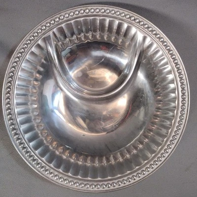 Wilton Armetale Flautas y Perlas Redondas Todo en Uno Chip Dip Bowl Servware 11" Foto 1 de 4