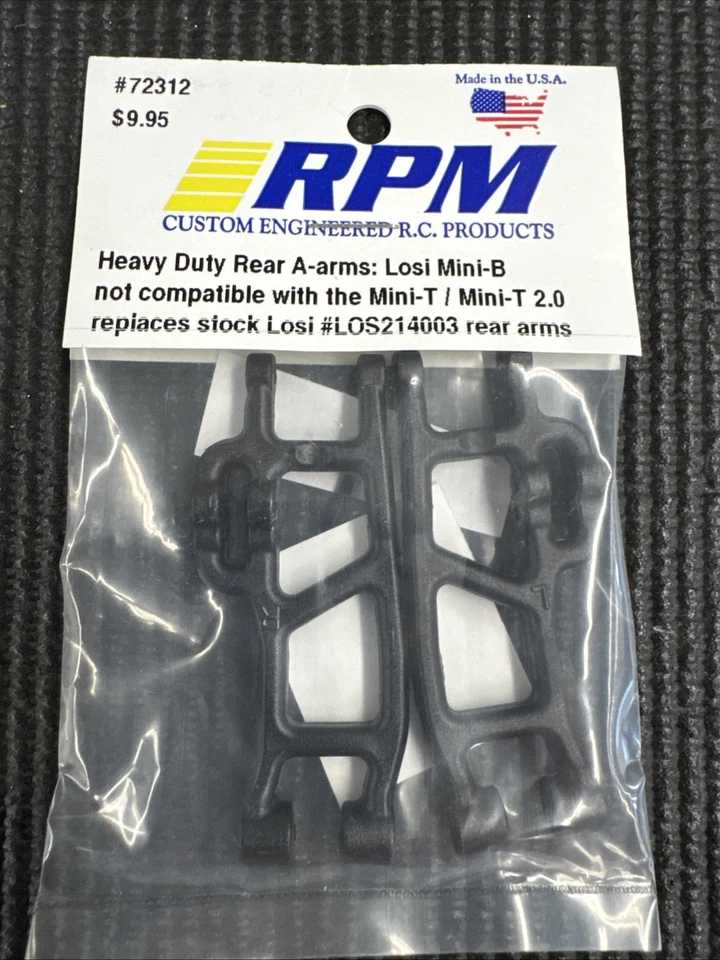 RPM 72312 Losi Mini-B 2.0 Heavy Duty Rear A-Arms (Black) HH - Image 1 of 1