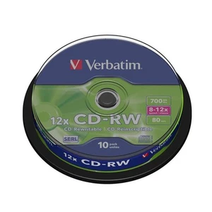 10x Verbatim CD-RW Rohlinge 700MB 12x Schreiben Spindel/Cakebox - Bild 1 von 2