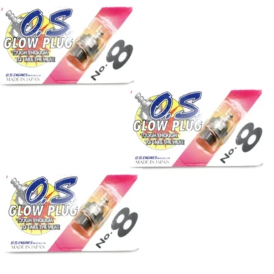 New O.S. #8 Glow Plug 3 Pack - Image 1 of 2