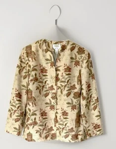 Talbots PURE SILK BROCADE Elephant LINED JACKET Size 12 FREE SHIPPING - Picture 1 of 3