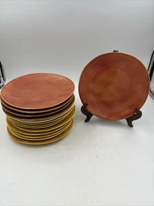 Aletha Soulé Studio Pottery Melange Entree Plate Set di 14 9,5” Rosso Giallo Ecc - Foto 1 di 6