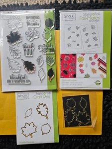 GINA K THANKFUL LEAVES....STAMP, DIE AND FOIL-MATES - Picture 1 of 1
