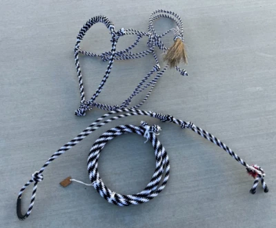 JUEGO RIENDAS CHARRO CABRESTO BOSALILLO BLANCO Y NEGRO, ALGODÓN HECHO A MANO CHARRO BOSAL Foto 1 de 2