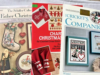 Christmas Cross Stitch Booklets Lot 3 FATHER CHRISTMAS WINTER CHARTED DESIGNS - Image 1 of 4