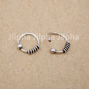 Pendientes de aro de plata esterlina de Bali cartílago hélice tragus tamaño bebé A1595 - Imagen 1 de 5