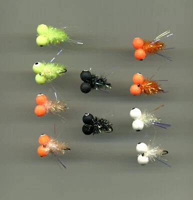 Forellenfliegen: Blobbies: Farben wie abgebildet x 10 alle Größen 10 - 20 mm lang (Code 728)
