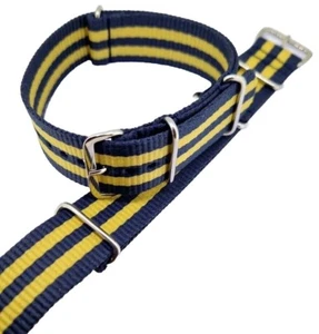 Bracelet De Montre Militaire En Nylon À Enfiler 20 22 24Mm Couleur Bleu-Jaune - Picture 1 of 4