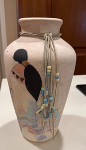 Southwestern Southwest Pottery Vase with tassel 15"H HAND PAINTED BEAUTIFUL - Afbeelding 1 van 6