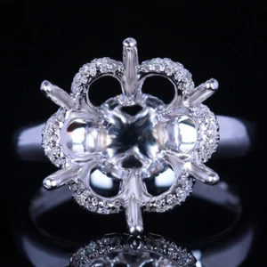 Round 13mm Semi Mount Setting Sterling Silver Engagement Wedding Diamonds Ring - Picture 1 of 5
