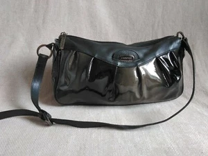 CLAUDIO FERRICI designed black/ dark green leather/patent leather  handbag - Picture 1 of 12