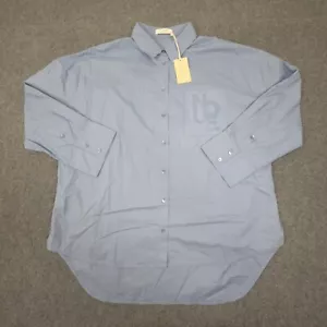 Nude Lucy Shirt Womens LARGE Blue Long Sleeve Button Up Casual Pocket Size L NWT - Picture 1 of 11