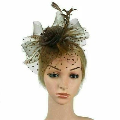 Pluma Cabello Fascinador Sombrero Alicia Diadema Clip Damas Boda Royal Ascot Razas Foto 1 de 4