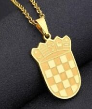 Croatia Gold Plated Flag Coat of Arms Charm Necklace Pendant & Chain Croatian
