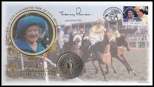 Jenny Pitman signiert 1998 IOM Queen Mother Passion for Racing Crown Coin Cover - Bild 1 von 4