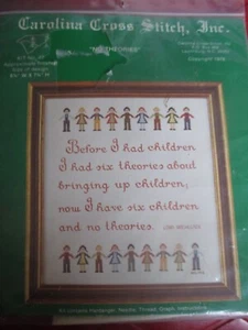 Vintage NO THEORIES BRINGING UP CHILDREN Counted Cross Stitch KIT - 1970's - Picture 1 of 2