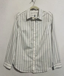 Camiseta LOFT Top Mujer Gris Medio Rayas La Suavizada Manga Larga Abotonada - Imagen 1 de 6