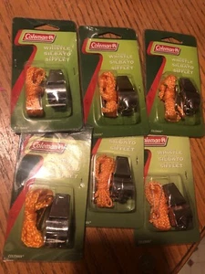 6 Pieces Coleman Brass Whistles with Lanyard *New* Model - Picture 1 of 2