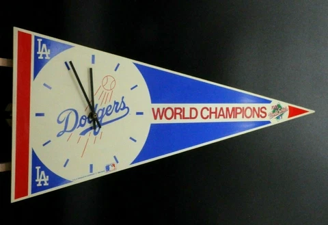 Rare - Los Angeles Dodgers Pennant Clock 1988 27.5" Cover