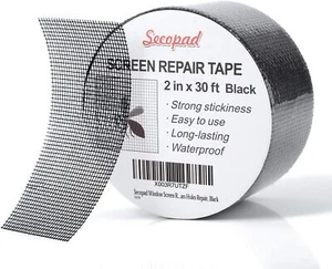 Black Window Screen Repair Tape, 2 in X 30 FT (360IN) Screen Repair Kit for W... - Picture 1 of 6