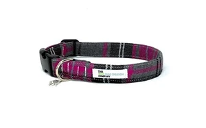 Cuello de perro ajustable tartán rosa y gris - Imagen 1 de 4
