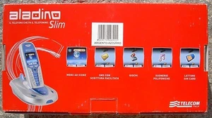 Telefono Cordless Telecom Aladino Slim ARGENTO AZZURRO 8009179008925 - Zdjęcie 1 z 3