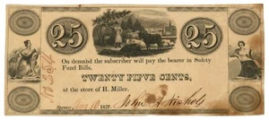 1837 H. Miller New York NY 25 Cents (L5117) - Picture 1 of 2