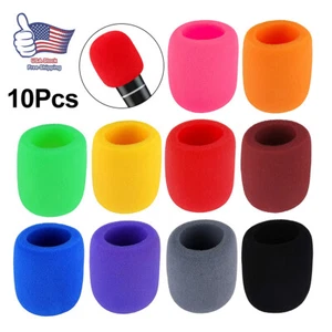 10x Microfono Portatile Colorato Parabrezza Schiuma Mic Cover per Stage Karaoke DJ - Foto 1 di 7