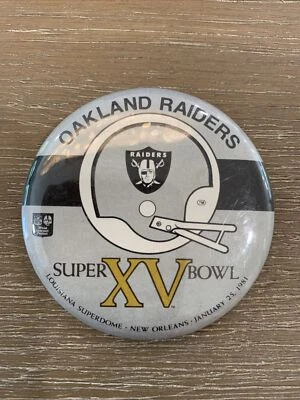 Broche/emblema Oakland Raiders 1981 Super Bowl XV - Imagem 1 de 2