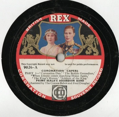 KING GEORGE V1 - QUEEN ELIZABETH CORONATION CAPERS 78 - PRIMO SCALA BAND EX COND Foto 1 de 3