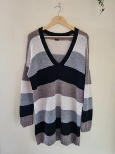 Joseph One Size Alpaca Tunic Striped V Neck Made In Peru - Picture 1 of 9