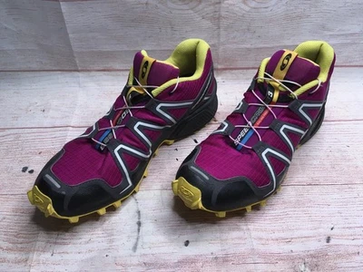 Salomon Speedcross 3 Plum/Yellow Womens Hiking Sneakers Sz. 10 - Image 1 of 4